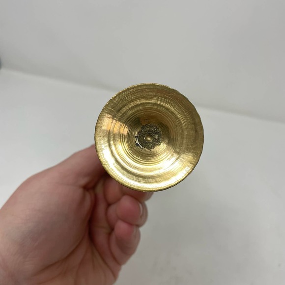 Vintage Brass Hand carved Painted Goblet Cup Gold Red - Picture 2 of 7